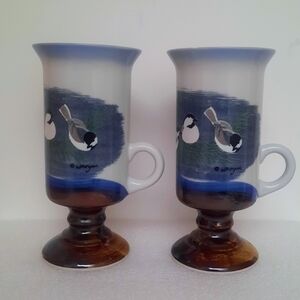 Otagiri Chickadee Design Ceramic Mugs~Set Of 2